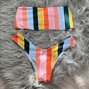 Stripes Bandeau Bikini Set